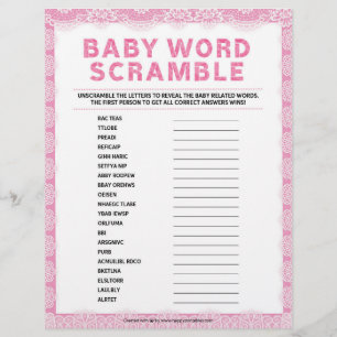 Membrete Bebé Word Scramble [Lujo de lujo [Rosa]]