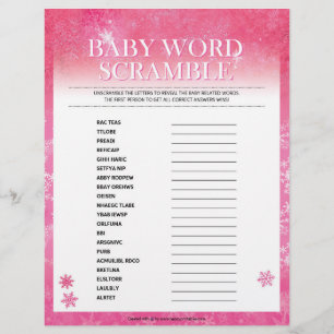 Membrete Bebé Word Scramble [Rosa nevado]