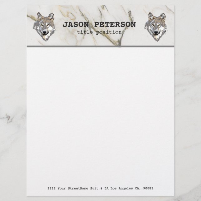 Membrete Beige Marble Y Wolf (Anverso)