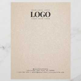 Membrete Beige Sand Añadir tu Rectangle Business Logo Texto