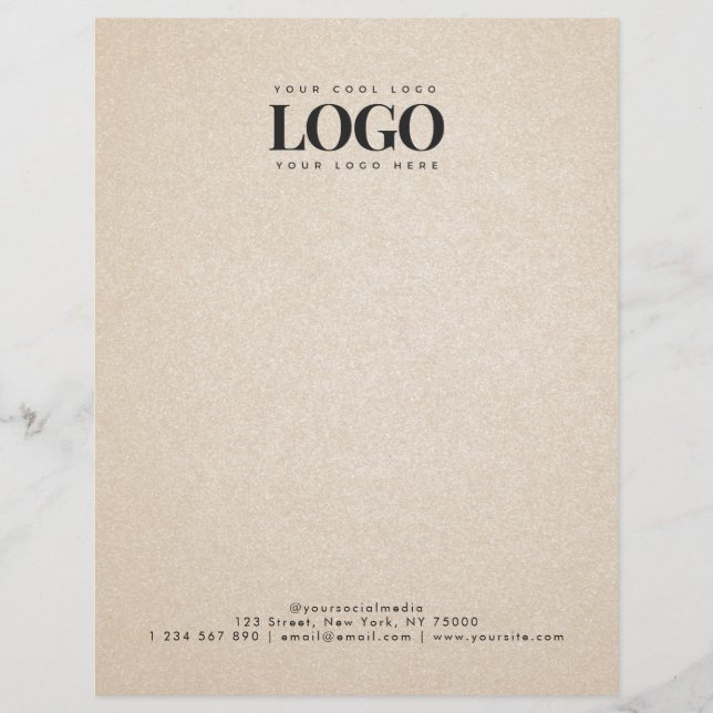 Membrete Beige Sand Añadir tu Rectangle Business Logo Texto (Anverso)