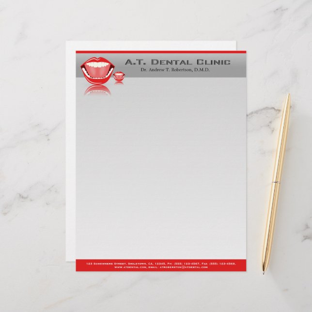 Membrete Big Mouth Dentist Professional Dental Letterhead (Anverso/Reverso In Situ)