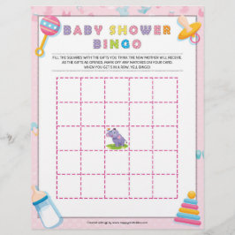 Membrete Bingo Baby Shower [Baby Basics Pink]