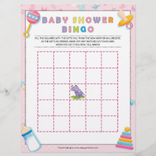 Membrete Bingo Baby Shower [Baby Basics Pink]