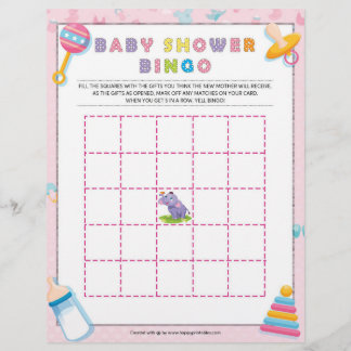 Membrete Bingo Baby Shower [Baby Basics Pink]