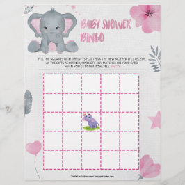 Membrete Bingo Baby Shower [Elefante Bebé [Rosa]]