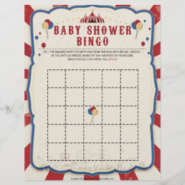 Membrete Bingo de Baby Shower [Tema del circo]