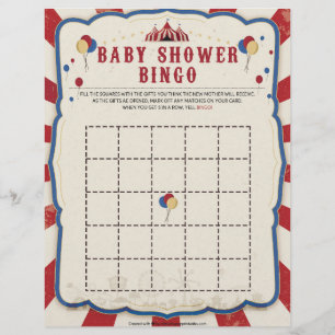 Membrete Bingo de Baby Shower [Tema del circo]