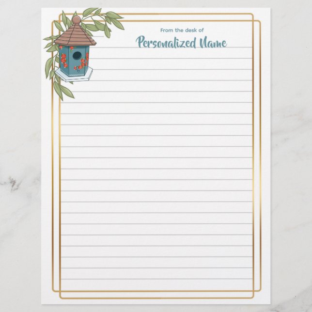 Membrete Birdhouse Bliss Lined Letterhead (Anverso)