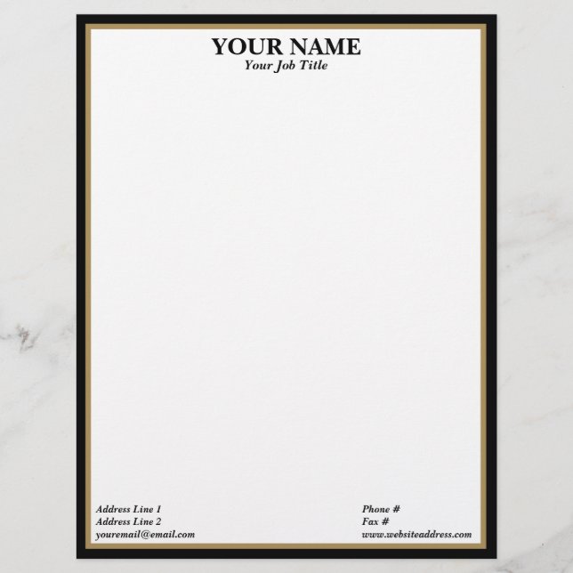 Membrete Black and Gold Frame Generic Adaptable (Anverso)