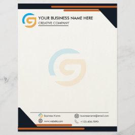 Membrete Black and Orange Modern Business Letterhead