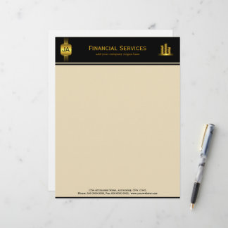 Membrete Black Gold Coins Accountability Business Letterhea