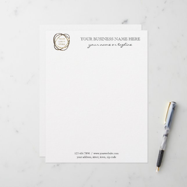 Membrete Black Modern Elegant Custom Business Logo    (Anverso/Reverso In Situ)