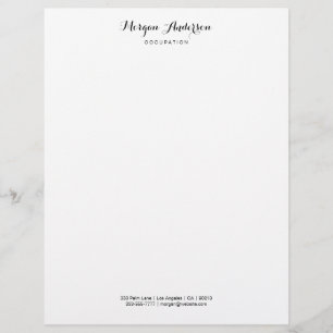 Membrete Black Script Name & Info, Wh & Rosa Gold Marble