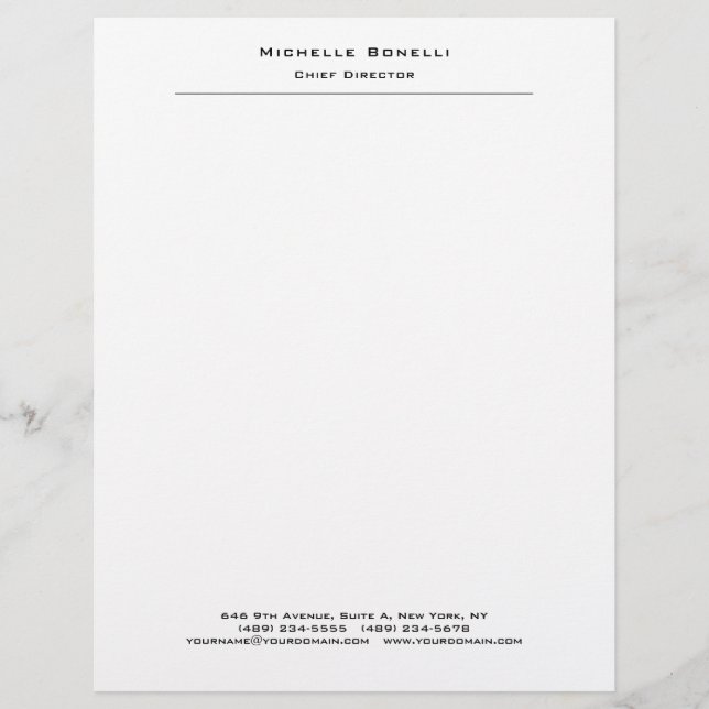 Membrete Blanco Minimalista moderno y sencillo profesional (Anverso)