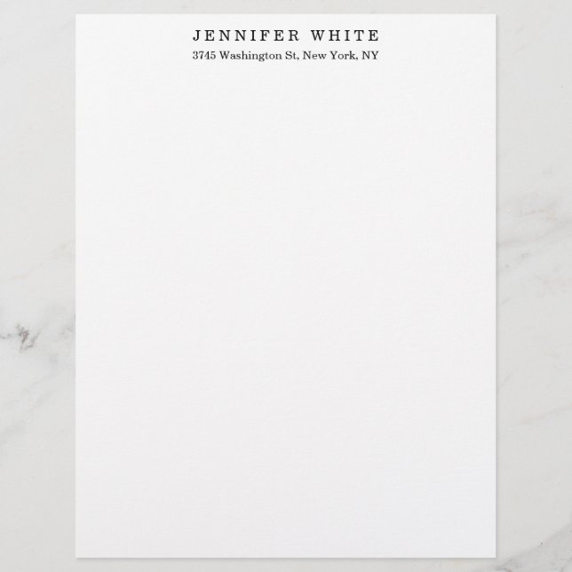 Membrete Blanco negro elegante clásico elegante Minimalista (Anverso)