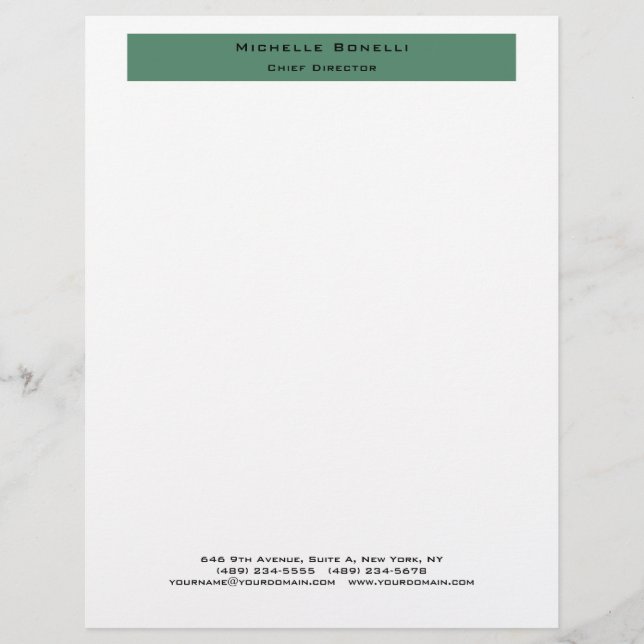 Membrete Blanco verde Minimalista simple profesional (Anverso)