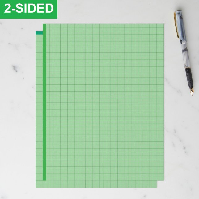 Membrete Blank Green Graph Paper Sheets (Inch Grid Squares) (engineering graph paper, green grid paper for math, high resolution graph template, full page square)