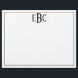 Membrete Bloc de notas clásico moderno en blanco y negro<br><div class="desc">Bloc de notas clásico moderno en blanco y negro</div>