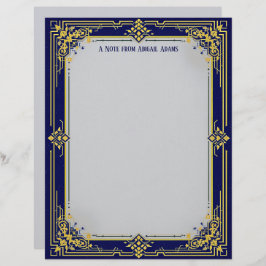 Membrete Blue and Gold with Blue Center Stationery Paper