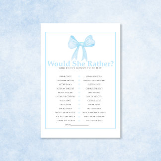 Membrete Blue Baby Shower Would She Rather Game – Printable