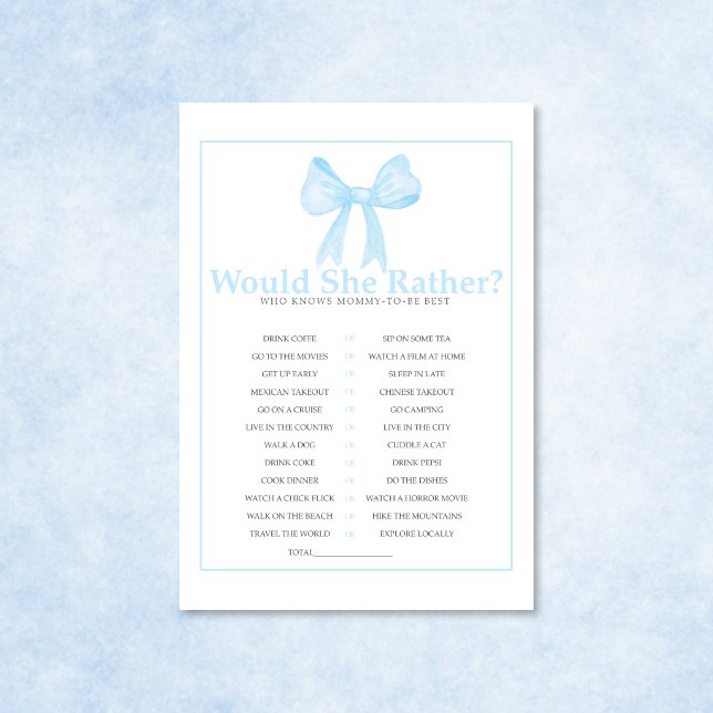 Membrete Blue Baby Shower Would She Rather Game – Printable (Subido por el creador)