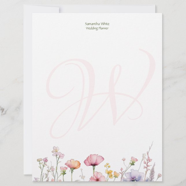 Membrete Blush Garden Watercolor Personalized (Anverso)