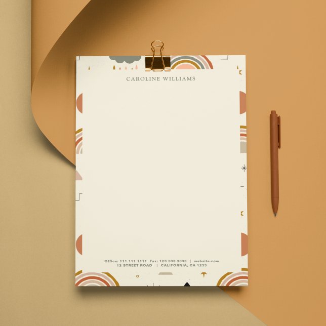 Membrete Boho bohemio Resumen Nombre del Monograma Arcoiris (Subido por el creador)