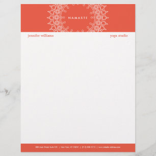 Membrete Boho Moda Mandala Namaste Yoga Coral Letterhead