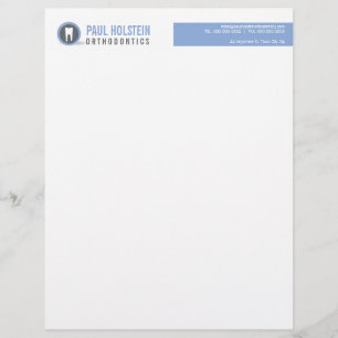Membrete BOLD DENTIST LETTERHEAD :: azul del logotipo de lo