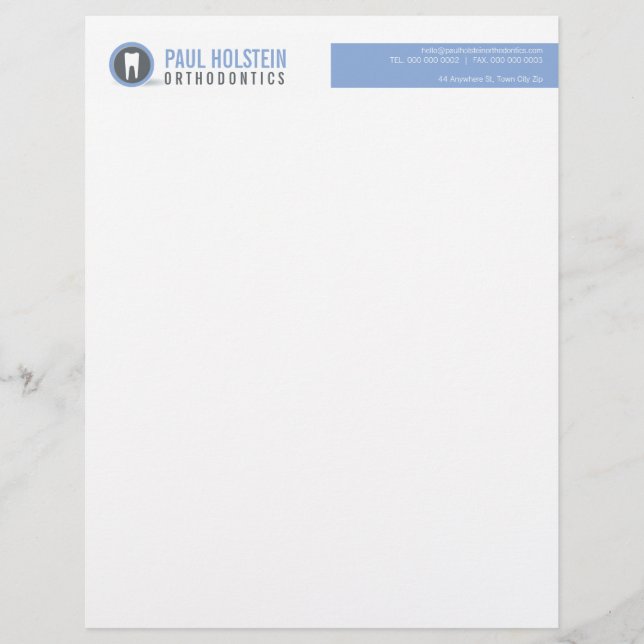 Membrete BOLD DENTIST LETTERHEAD :: azul del logotipo de lo (Anverso)