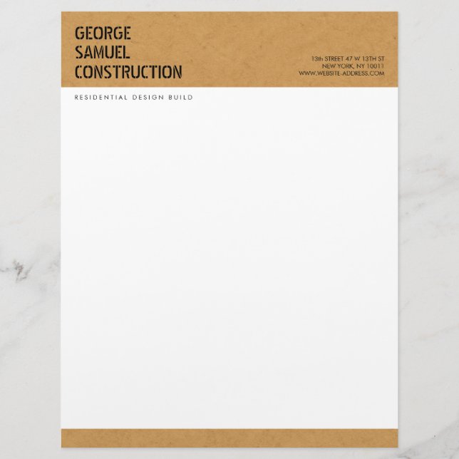 Membrete Bold Molded Particle Board Construction Business (Anverso)