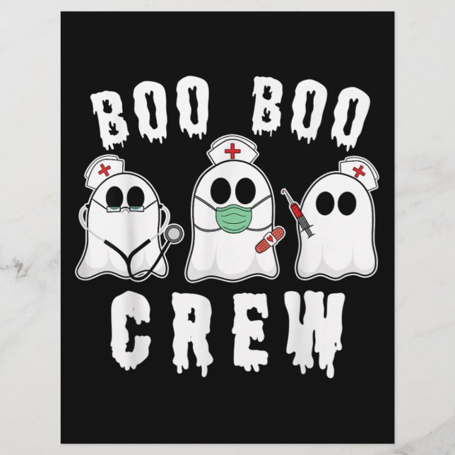 Membrete Boo Boo Crew Graciosa Enfermera Fantasma Disstume  (Anverso)
