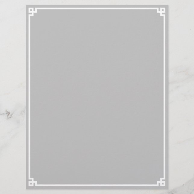 Membrete Borde de clave griega gris plateado y blanco (Anverso)