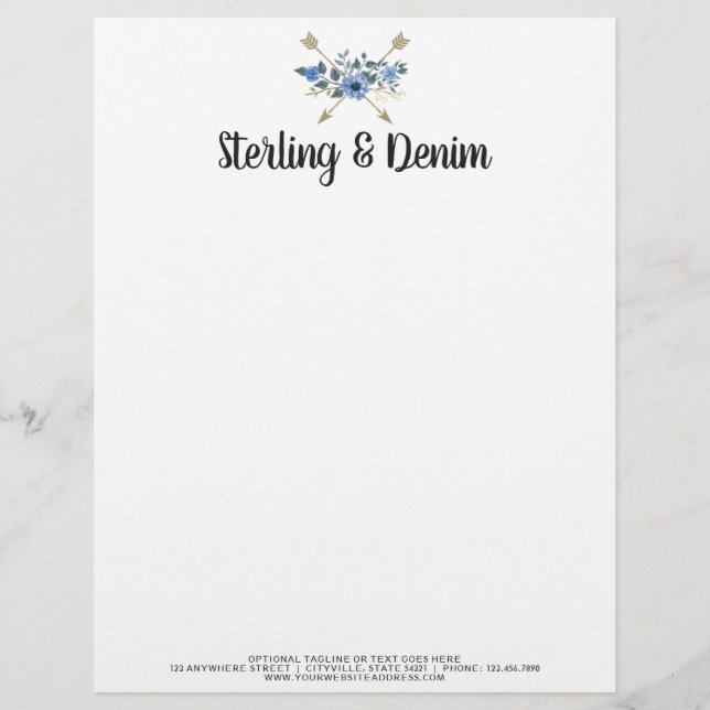 Membrete Boutique floral de las flechas de la acuarela (Anverso)