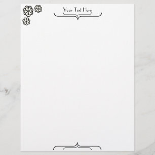 Membrete Brace Art Deco y tres flores 