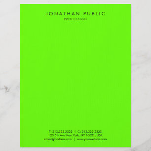 Membrete Brillante brillante Neon Green Modern Template Sim