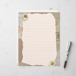 Membrete Brown Beige Vintage Scrapbook Lined Notes