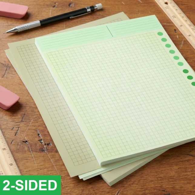 Membrete Bulk Green Blank Grid Papers (Ruled Inch Squares) (green engineering graph paper, bulk letter size grid paper, ruled paper for technical drawings)