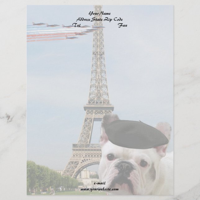 Membrete Bulldog francés en París (Anverso)