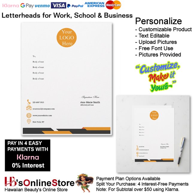 Membrete Business Orange Black Logo Company Name Signature (Business Orange Black Logo Company Name Signature Letterhead.)