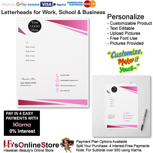 Membrete Business Pink Logo Company Name Signature (Business Pink Logo Company Name Signature Letterhead.)