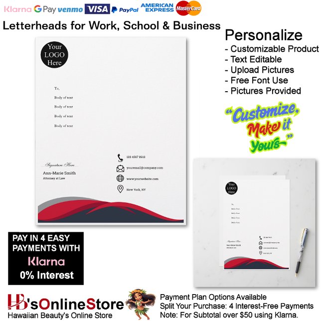 Membrete Business Red Black Gray Logo Company Signature (Business Red Black Gray Logo Company Signature Letterhead.)