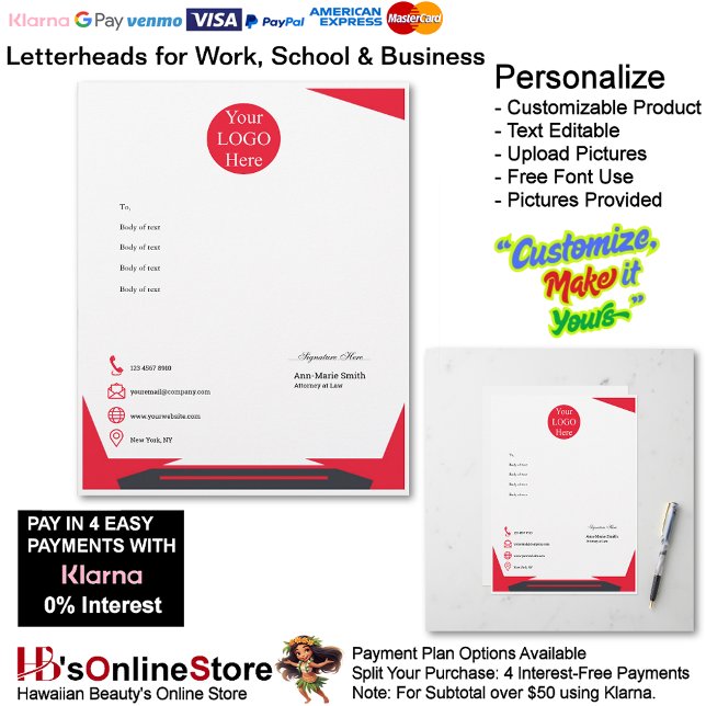 Membrete Business Red Black Logo Company Name Signature (Business Red Black Logo Company Name Signature Letterhead.)