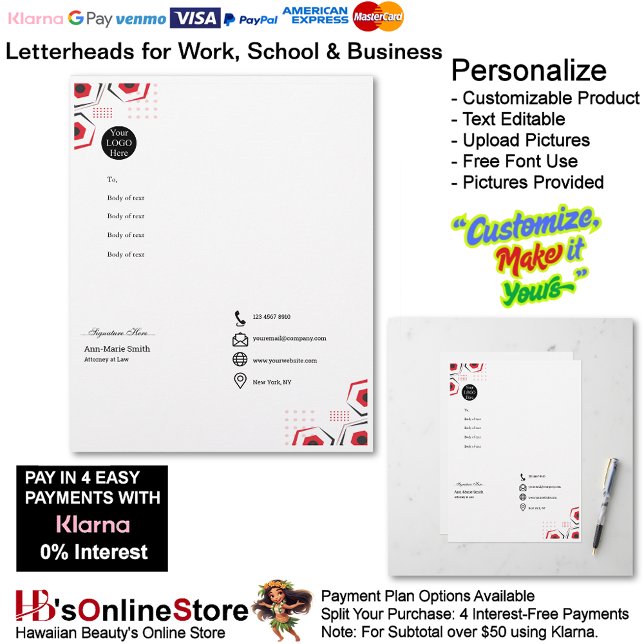 Membrete Business Red Black White Logo Company Signature (Business Red Black White Logo Company Signature Letterhead.)