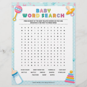 Membrete Búsqueda de palabras para bebés [Baby Basics Blue]