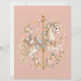 Membrete Caballo de carrusel de acuarela, cuento de hadas p