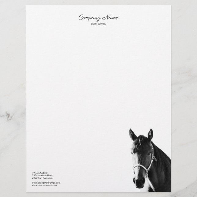 Membrete Cabeza de caballo elegante Cabeza blanca negra (Anverso)