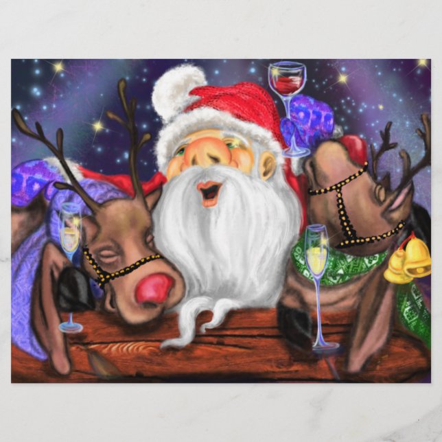 Membrete Cabeza de letra de Navidades divertidos de Santa y (Reverso)