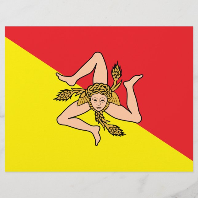 Membrete Cabezal con bandera de Sicilia, Italia (Anverso)